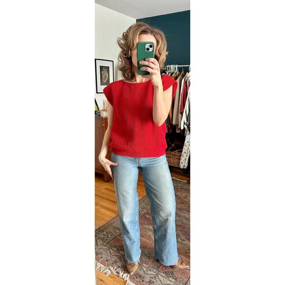 1990's 100% Cotton Red Short Sleeve Sweater Size Small | Calvin Klein - Picture 1 of 8